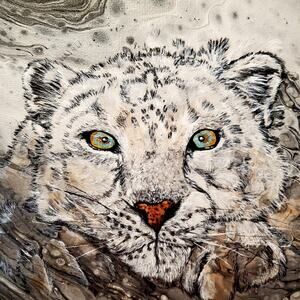 Art Print from my Original Work 12" x 12" "Snow Leopard Close" Acid Free